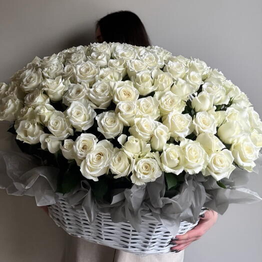 Корзина из 151 белой розы