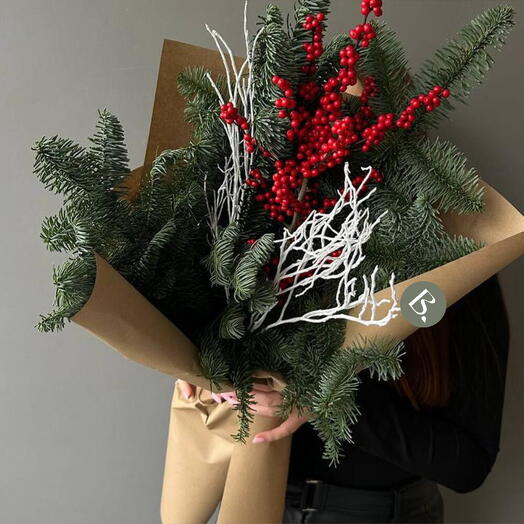 Новогодний, рождественский букет из нобилиса Зимний букет. Размер S