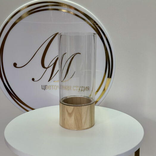 Ваза пластиковая с декором (подставкой) под дерево