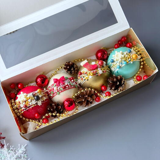 Набор шоколадных бомбочек с какао и маршмэллоу 4 шара