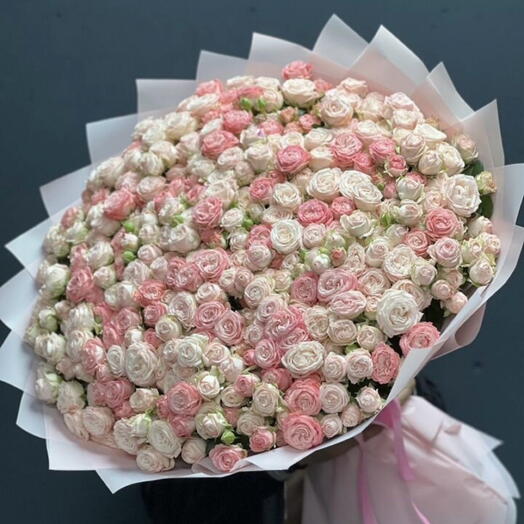Сумасшедший  , большой букет  💕151 кустовая Роза 💗большой букет из свежих кустовых роз