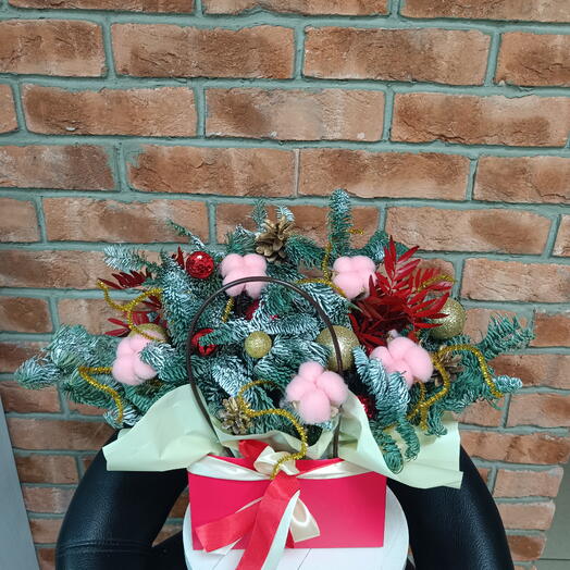 🌟 Новогодняя композиция в шляпной коробке: «Зимнее волшебство» 🌟