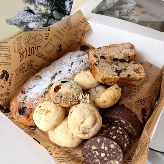 Рождественский Штоллен, печенье,шоколадная колбаска набор новогодний