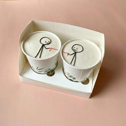 Набор тортов в стакане 2шт cake to go на День Святого Валентина на 14 февраля связаны