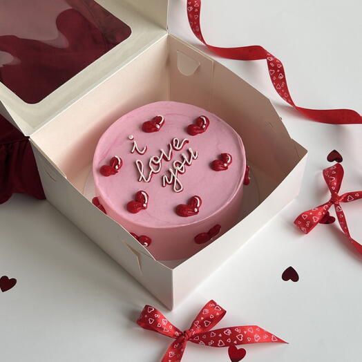 Бенто-торт розовый «I love you»