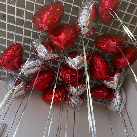 Шары сердца гелиевые под потолок