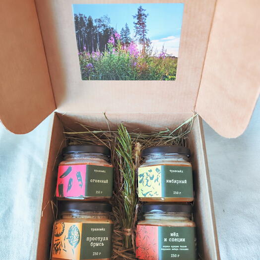 Подарочный набор  с мёдом. Мед с травами и специями