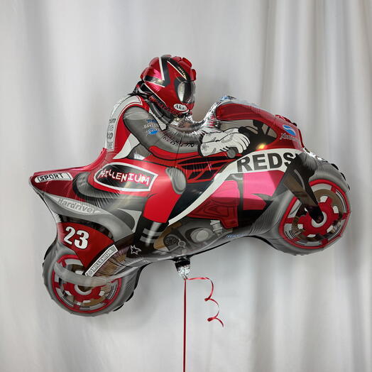 Воздушный шар мотоцикл красный гелий. Helium balloon motorcycle