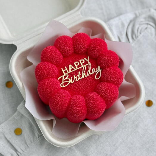 Муссовый бенто «happy birthday» красный