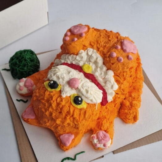 Торт котик с клубком , кремовый