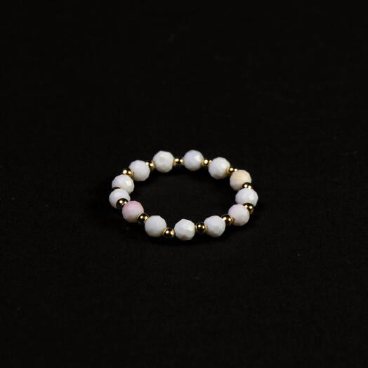 Кольцо Ваниль Розовый опал 14K р-р 16-17 (RIN1007)