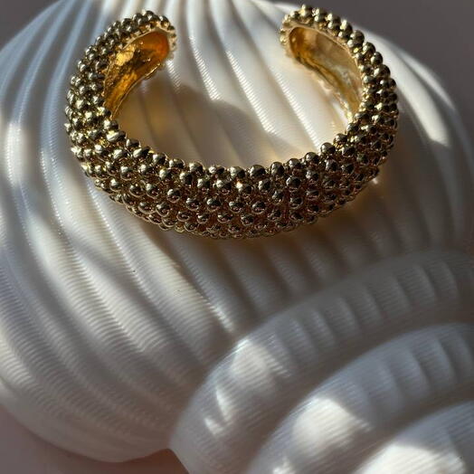 Жесткий браслет с родиевым покрытием «Luxury Texture»