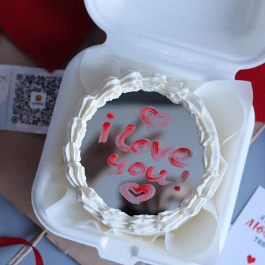 Бенто-торт с зеркальным покрытием I love you на День Святого Валентина
