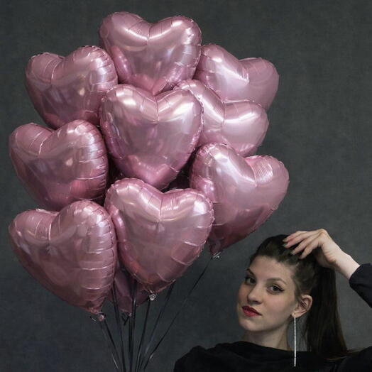 Подарочный набор шаров: 10 фольгированных сердец