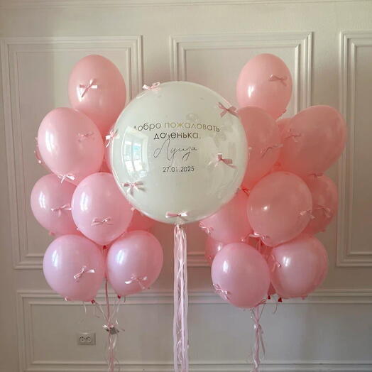 Шары с бантиками на выписку девочки 🎀