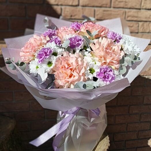 Букет с розой и гвоздикой 🌸