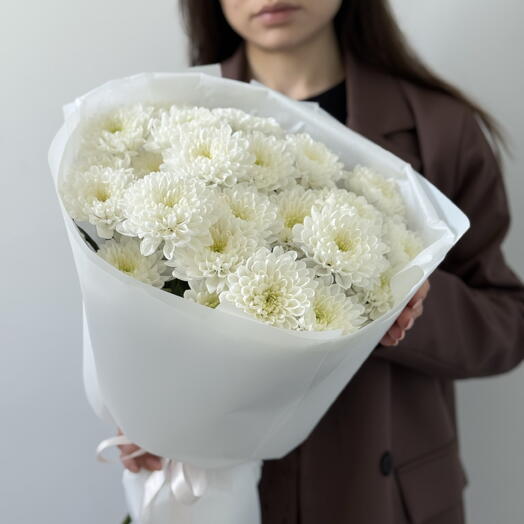 Букет из белых кустовых хризантем, букет 798