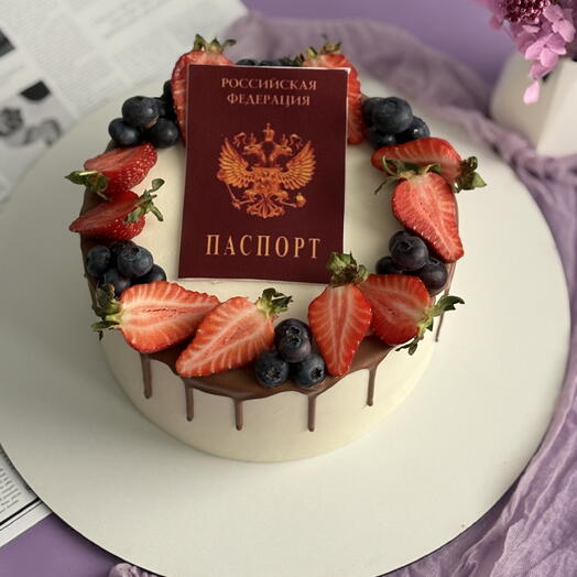 Cake with a passport for 14 years