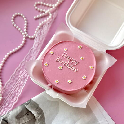 Бенто торт розовый Happy Birthday