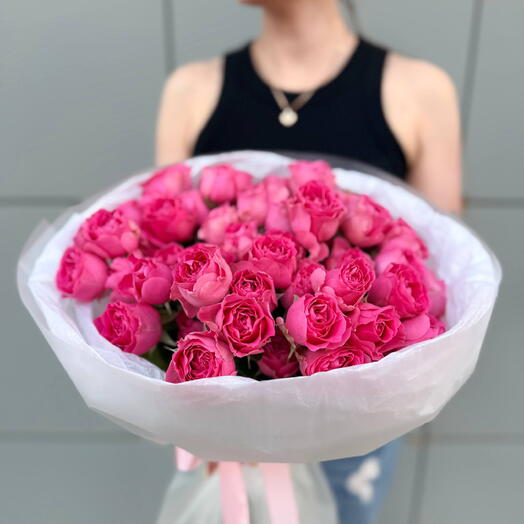 💕15 кустовых пионовидных роз «Пинк дедикейшн»