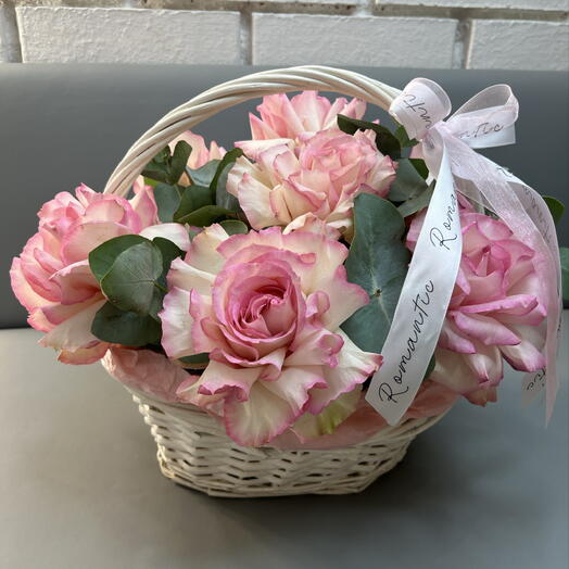 Корзина 🛒 нежности роза 🌸 французская в корзине 🌸💮