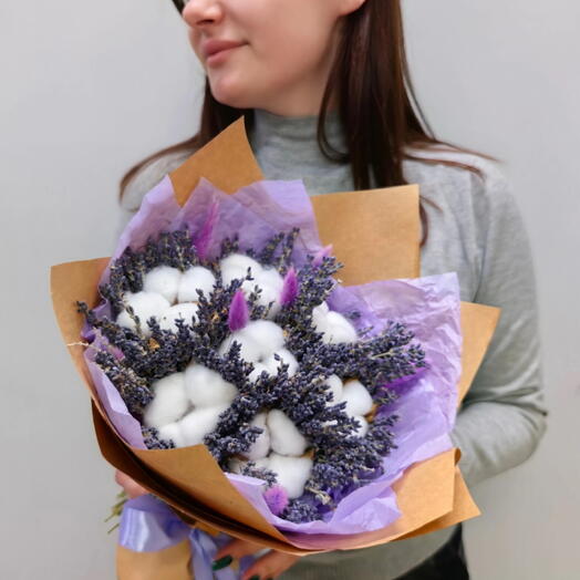 Букет из лаванды и хлопка💜🕊️