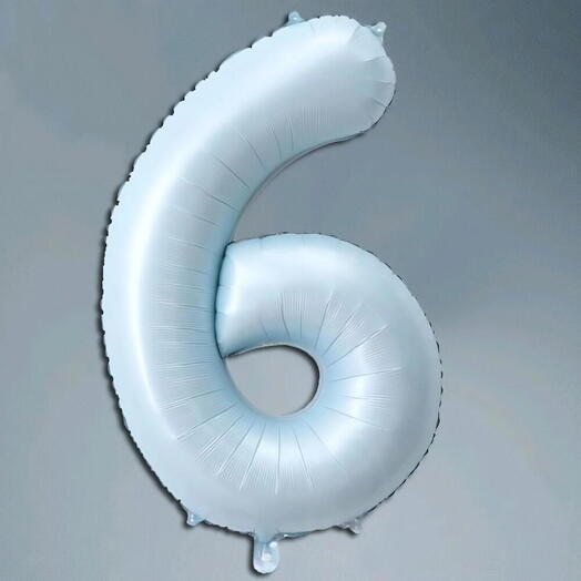 Шар цифра нежный голубой 6