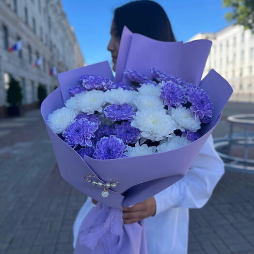 Букет из хризантем на 1 сентября