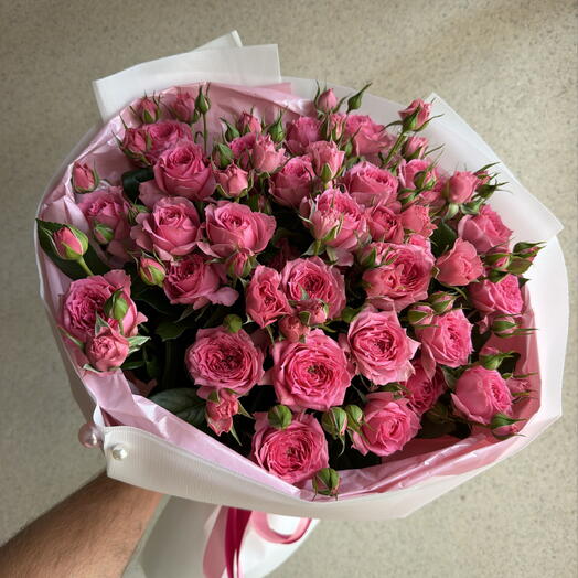 Пионовидные кустовые розы яркий дофаминовый букет ♥️