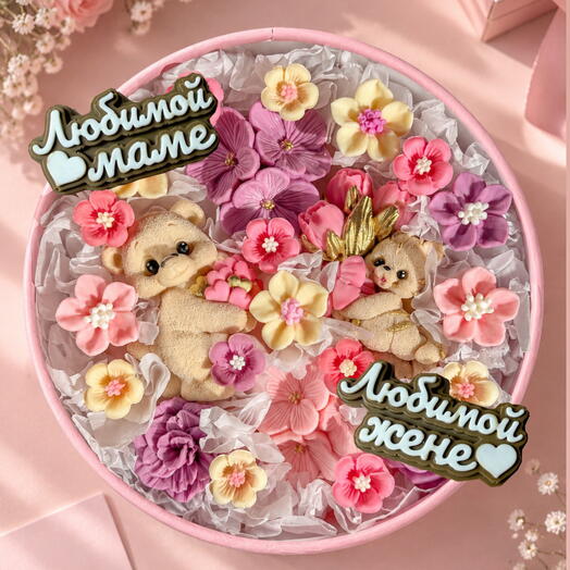 Подарок маме из шоколада , жене, цветы из шоколада с надписью