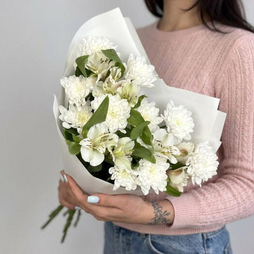 Букет из альстромерии и хризантемы💐
