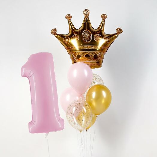 Набор шаров "Королева красоты: цифра и фонтан" из 8 шт