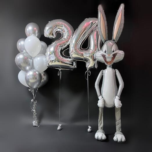 Numbers and balloons silver with Bugs Bunny