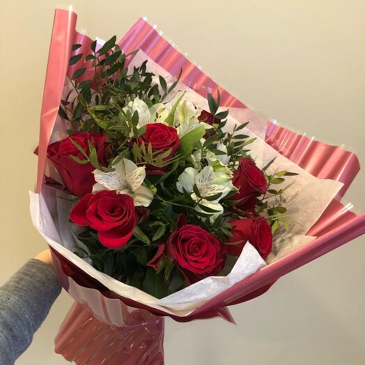 Bouquet of roses and alstroemeria Paint