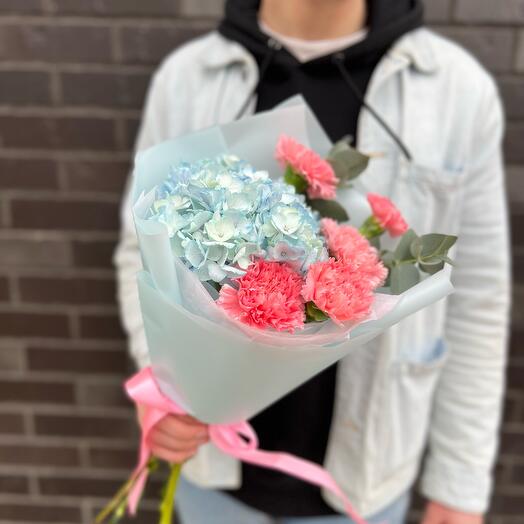 Букет гортензии с диантусом 💗