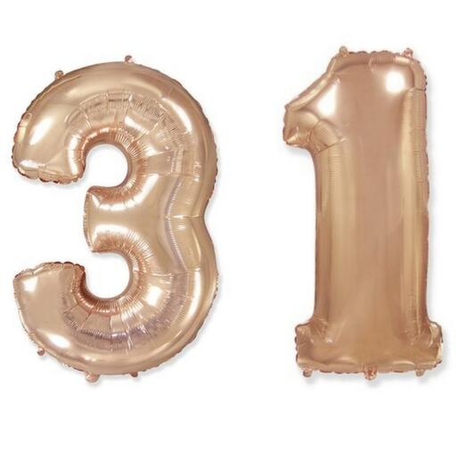 Гелиевые шары "31", цвет розовое золото