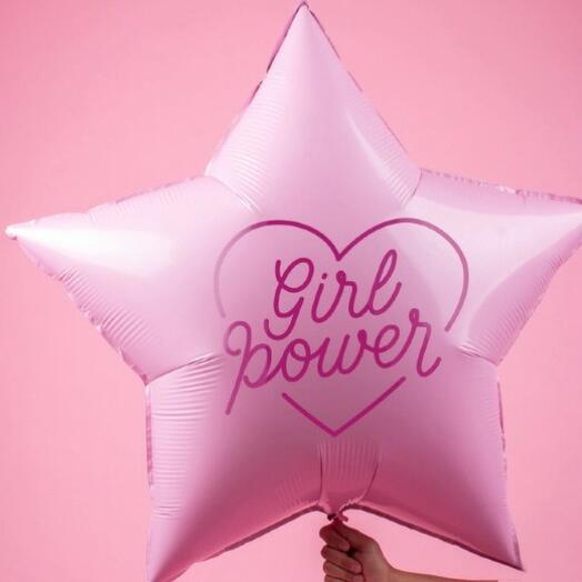 Большой фольгированный шар звезда Girl Power