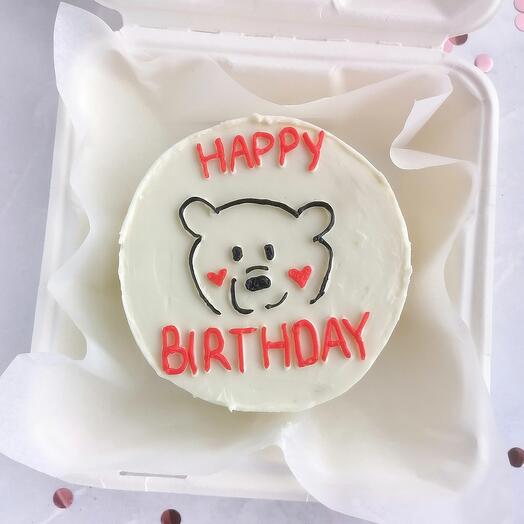 Бенто торт с днем рождения "Happy birthday" с мишкой