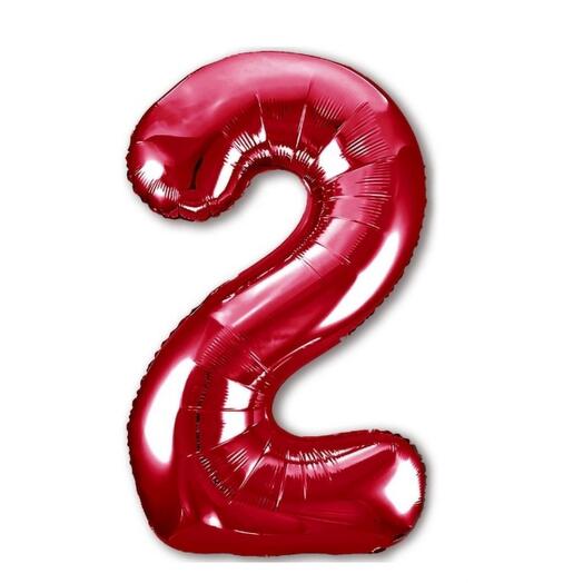 Шар-цифра "2" гелиевый, цвет красный     