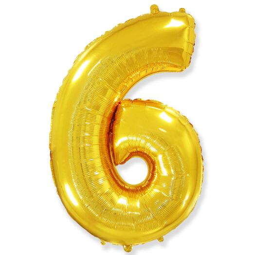 Balloon, Number 6, Gold, 102 cm