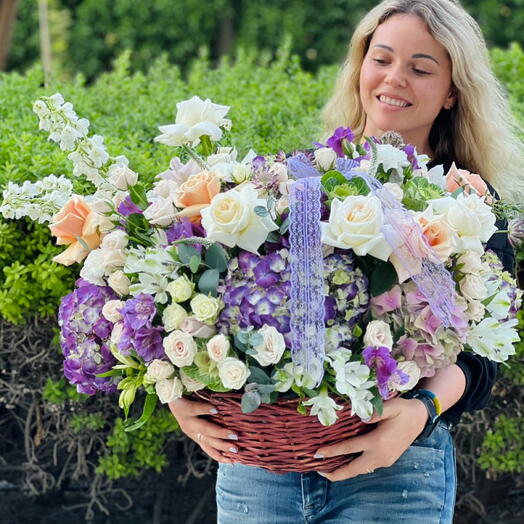 Large basket flower arrangement