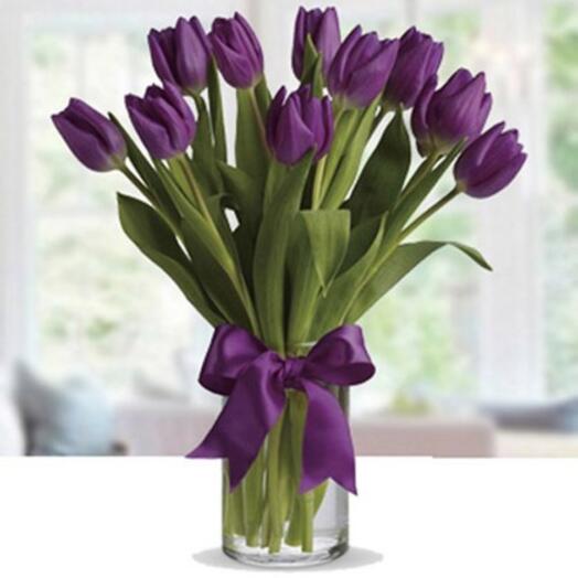 11 Purple Tulip Arrangement