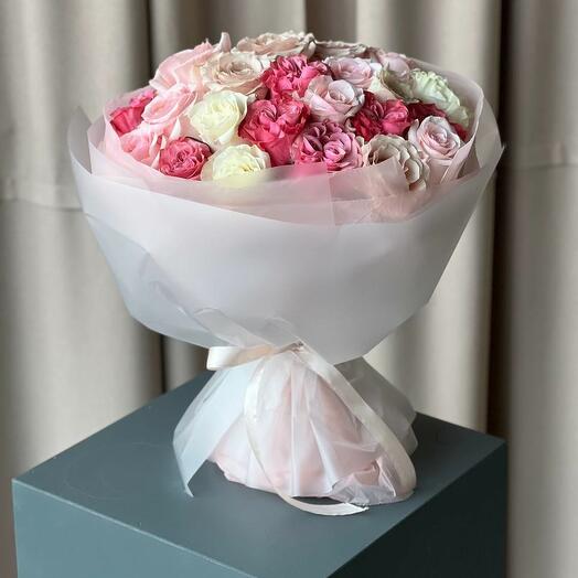 Ramo de 25 rosas "nube rosa"