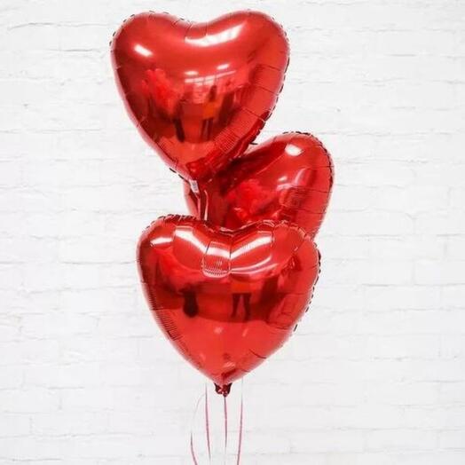 Набор гелиевых фольгированных шаров  «Красное сердце»