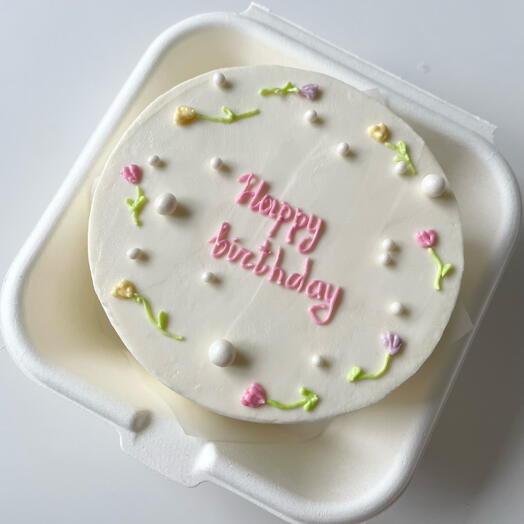 Бенто торт happy birthday с цветами