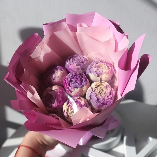 Chocolate peonies bouquet bright purple