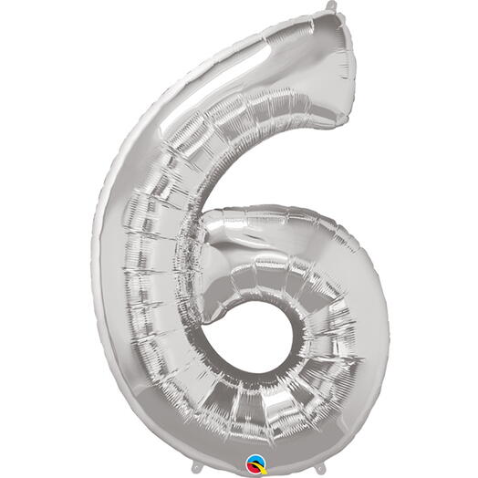 Silver Number Six Helium Balloon -5348