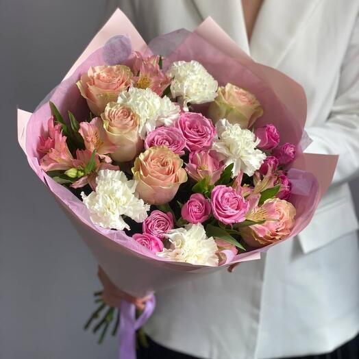 💖 Нежно-розовый букет роз