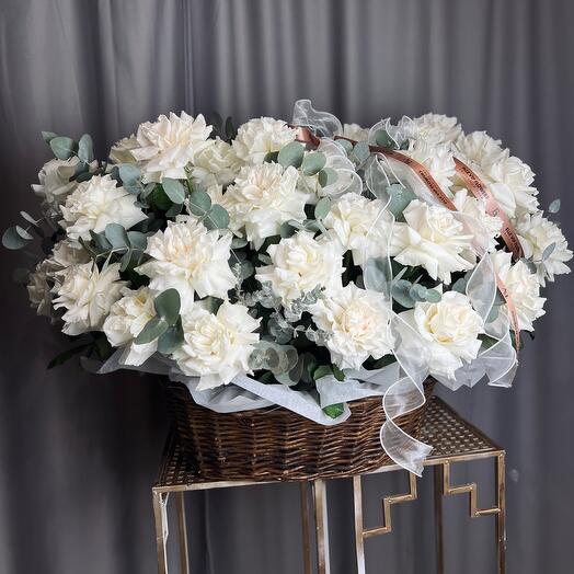 Шикарная корзина из 51 белых роз 🔥