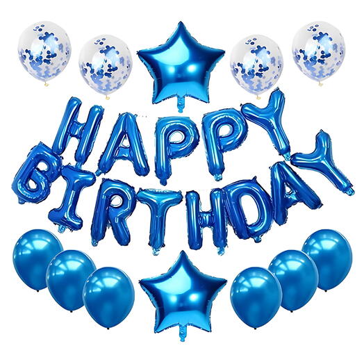 Happy Birthday Balloons Decoration Set - Blue